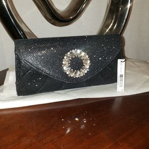 Kate Landry December black sparkling clutch